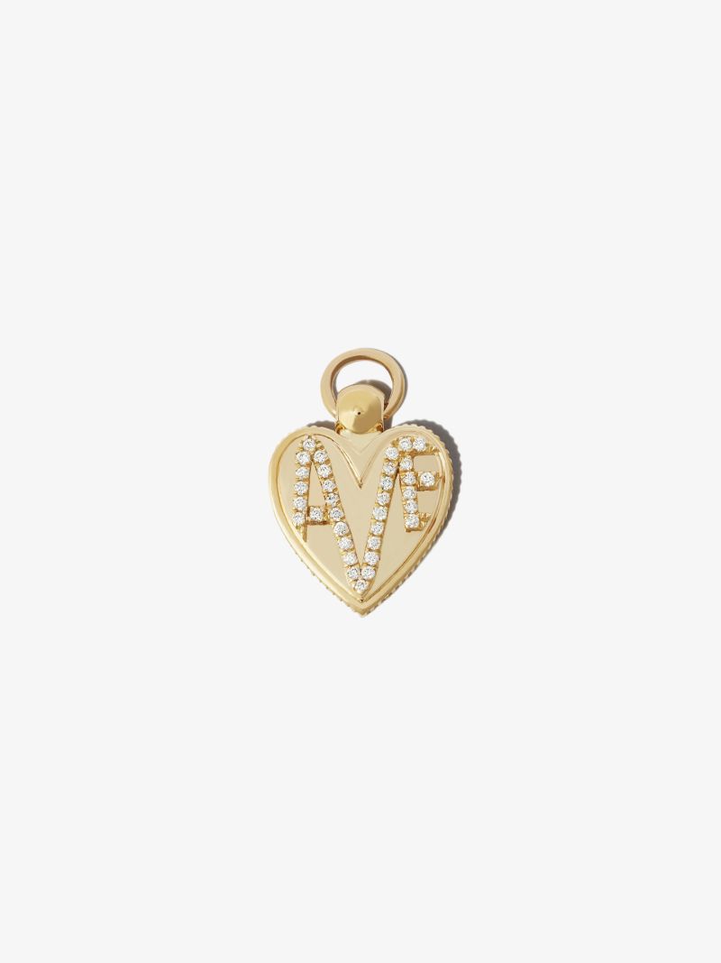18k Yellow Gold Amate Shield Miniature Diamond Charm