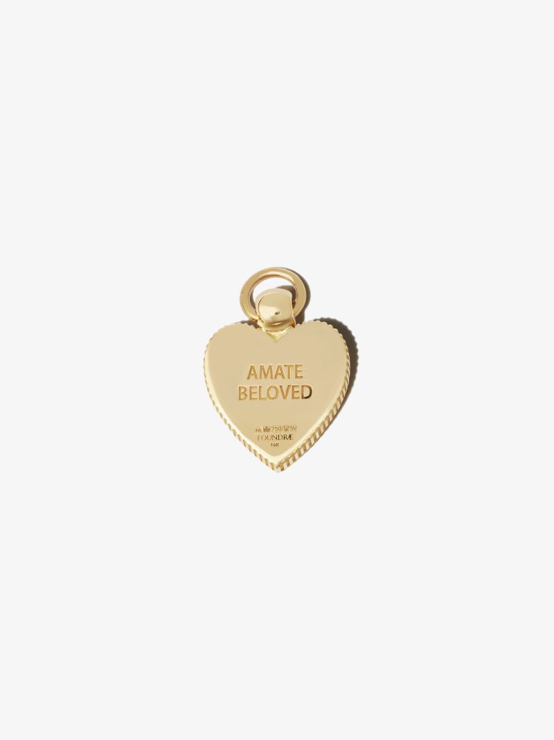 18k Yellow Gold Amate Shield Miniature Diamond Charm