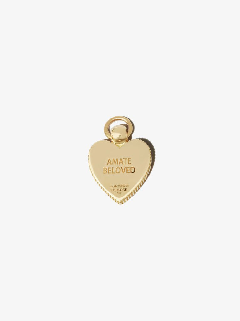 18k Yellow Gold Amate Shield Miniature Diamond Charm