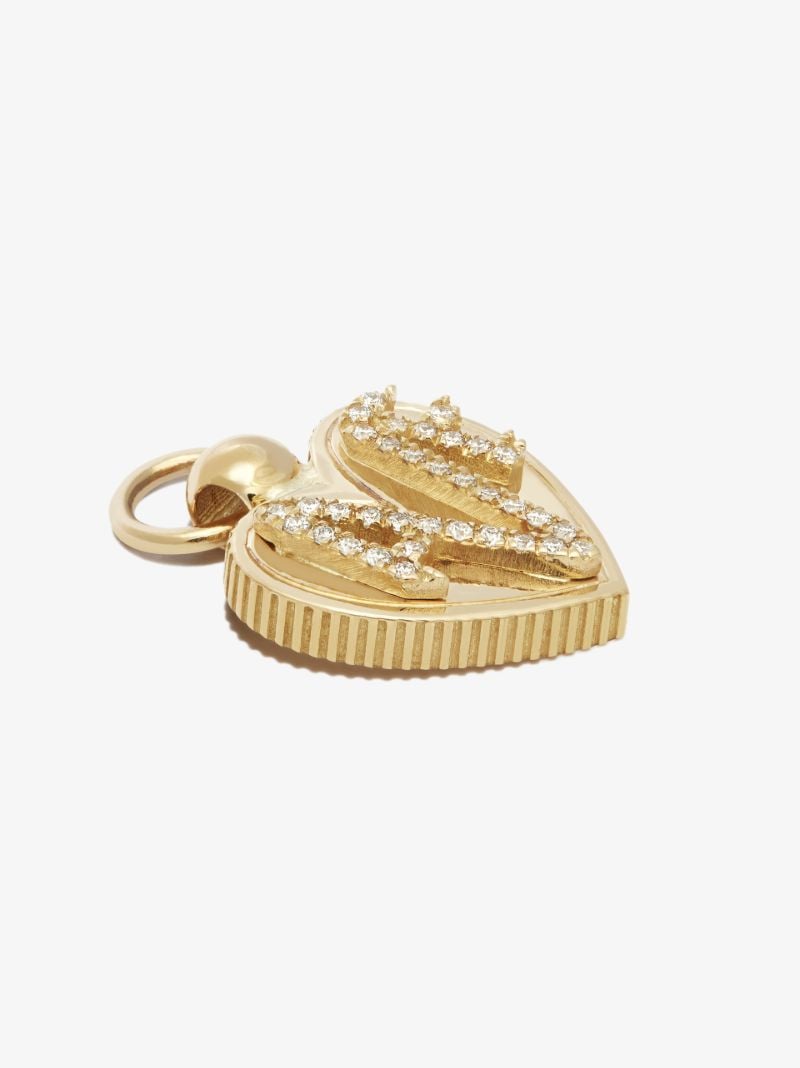 18k Yellow Gold Amate Shield Miniature Diamond Charm