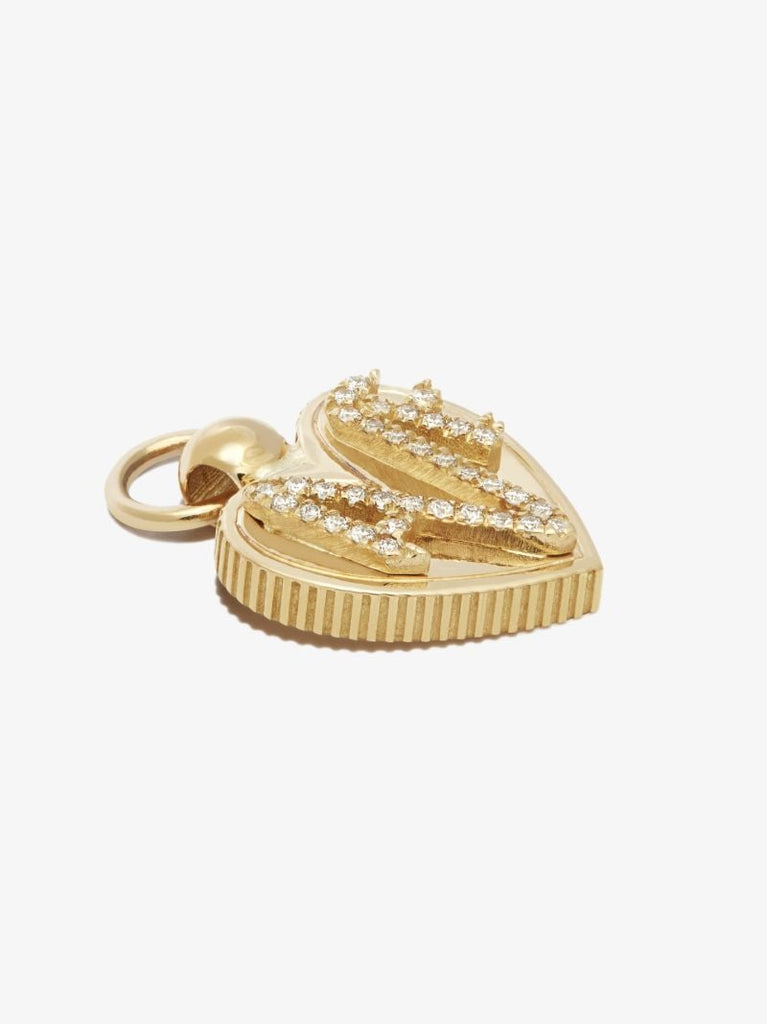 18k Yellow Gold Amate Shield Miniature Diamond Charm