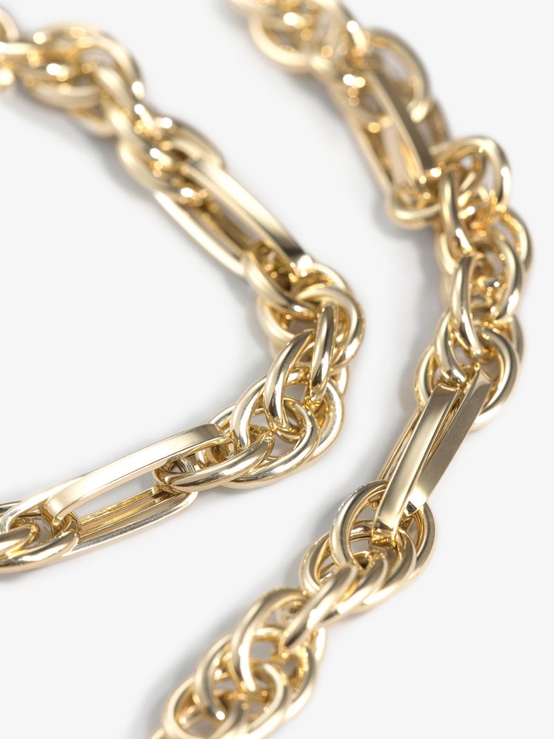 14k Yellow Gold Small Mixed Link Necklace