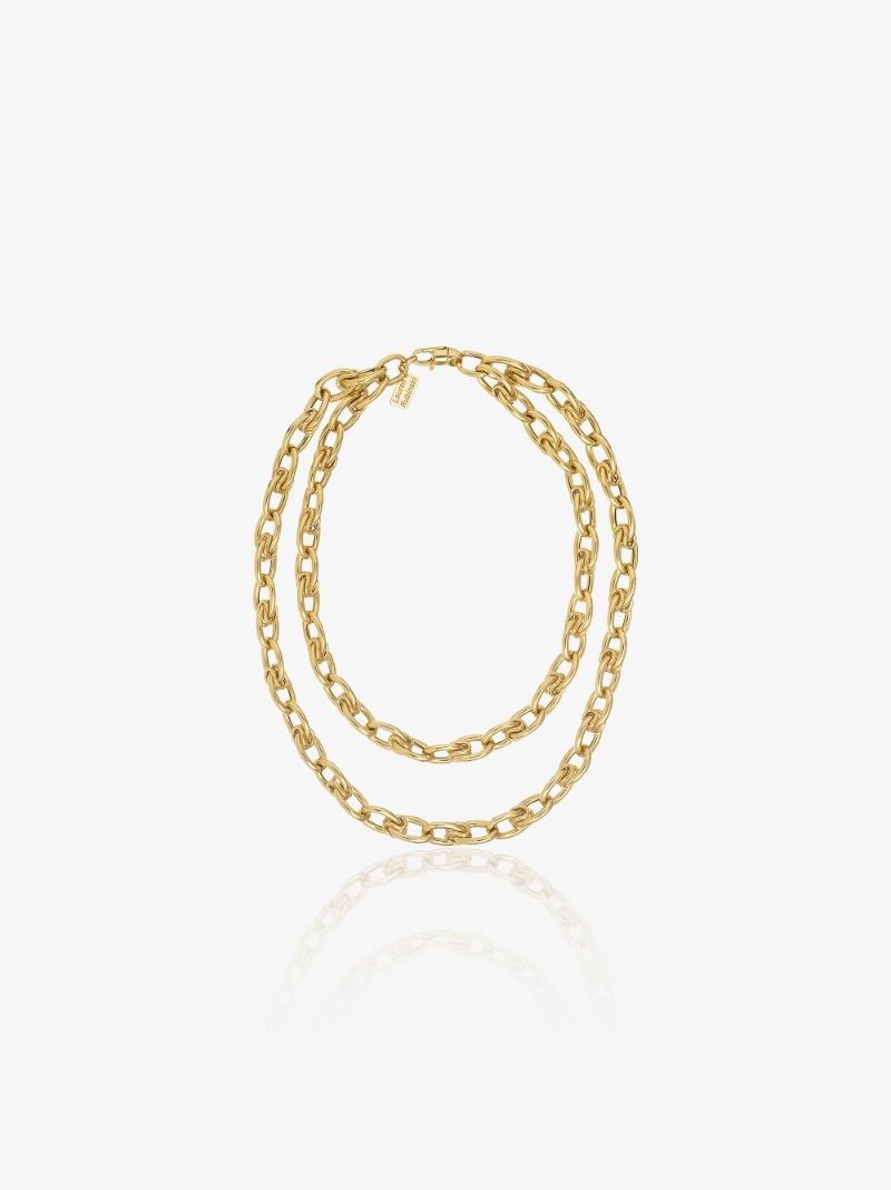 14k Yellow Gold Double Chain Link Necklace