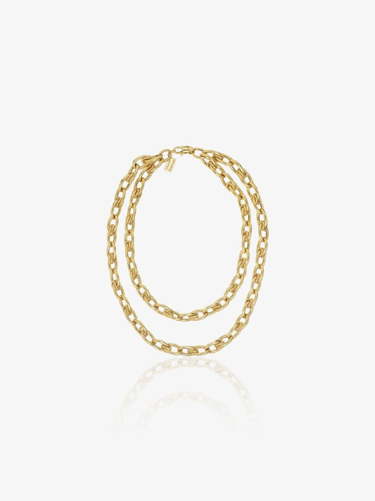 14k Yellow Gold Double Chain Link Necklace