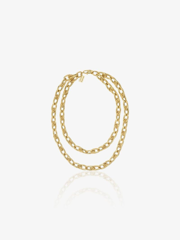 14k Yellow Gold Double Chain Link Necklace