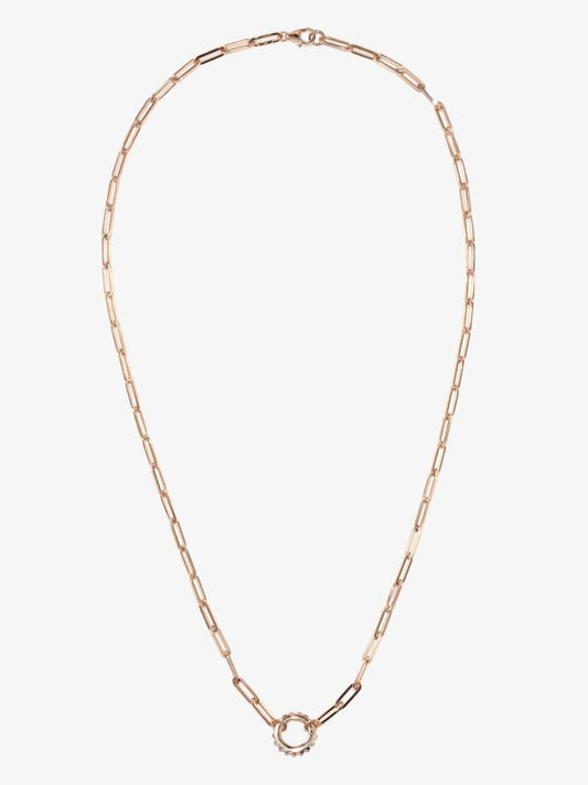 18k Rose Gold Classic Fob Open Chain Necklace