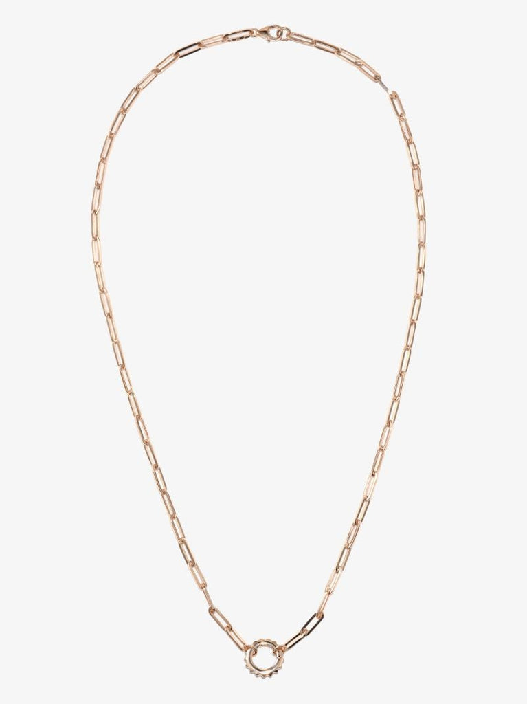 18k Rose Gold Classic Fob Open Chain Necklace