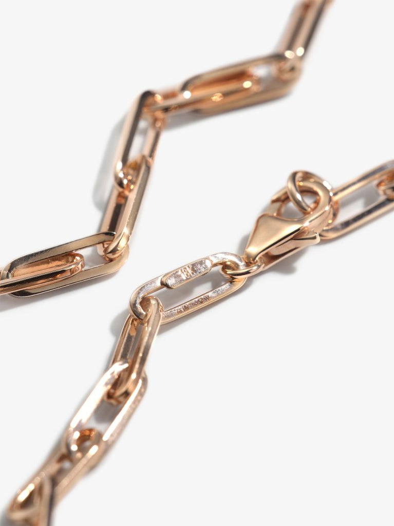 18k Rose Gold Classic Fob Open Chain Necklace