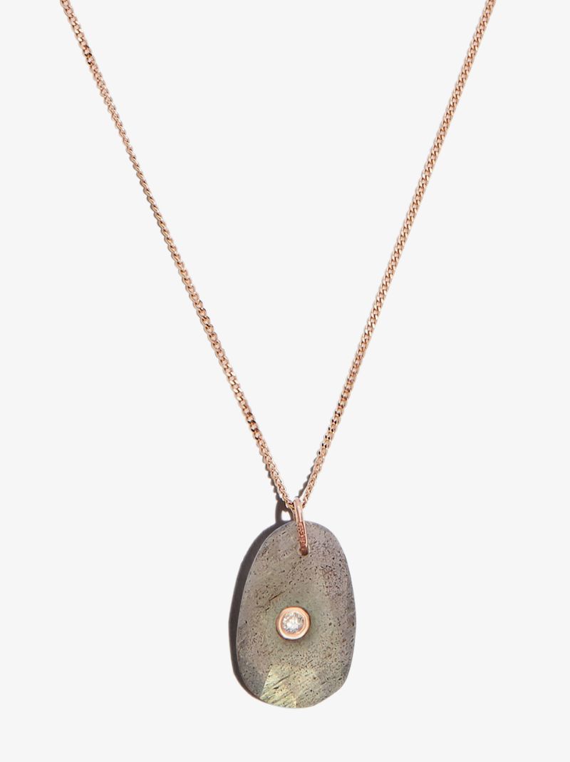 9k Rose Gold Orso No.1 Labradorite Diamond Necklace