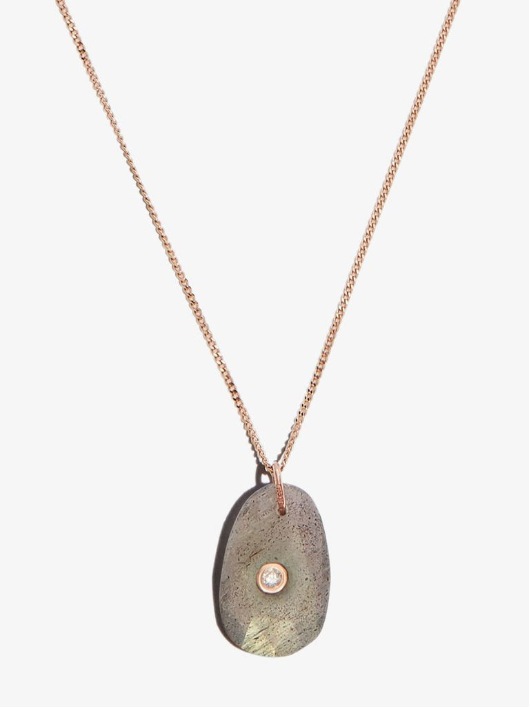9k Rose Gold Orso No.1 Labradorite Diamond Necklace
