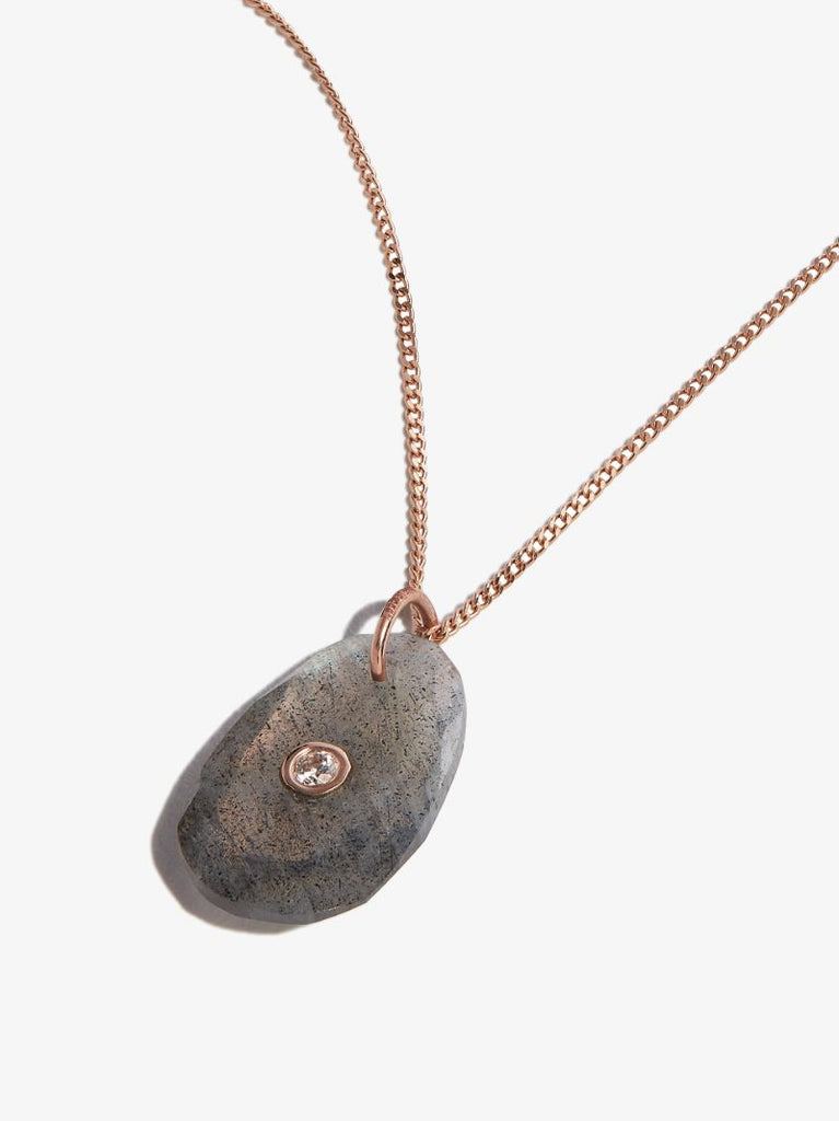 9k Rose Gold Orso No.1 Labradorite Diamond Necklace