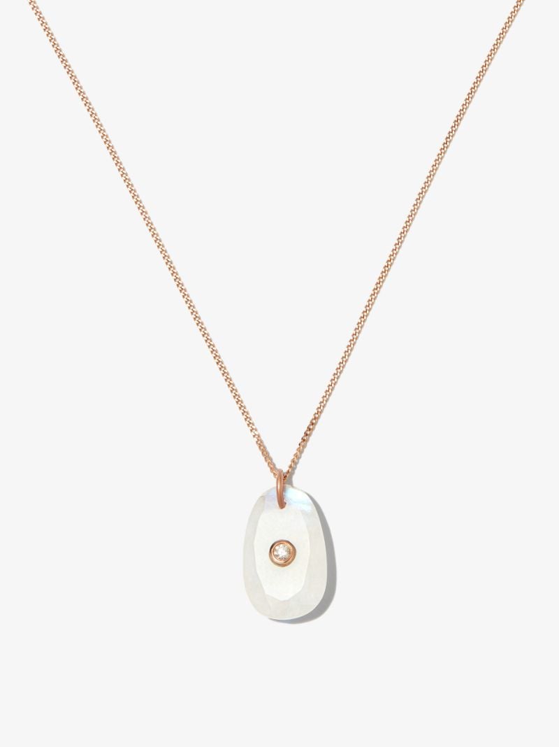 14k Rose Gold Orso No. 1 Moonstone Diamond Pendant Necklace