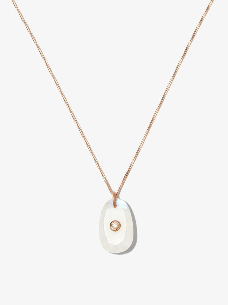 14k Rose Gold Orso No. 1 Moonstone Diamond Pendant Necklace