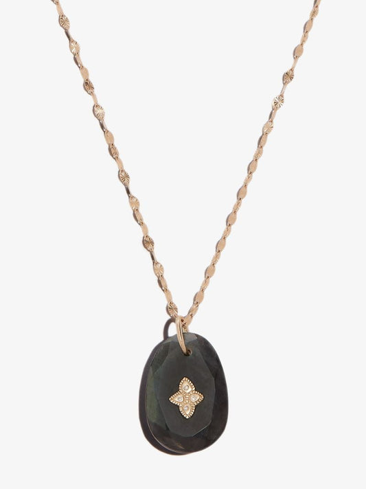 9k Yellow Gold GaÃ_x0083_Â¯a No.2 Labradorite Diamond Necklace