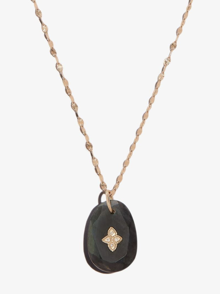 9k Yellow Gold GaÃ_x0083_Â¯a No.2 Labradorite Diamond Necklace