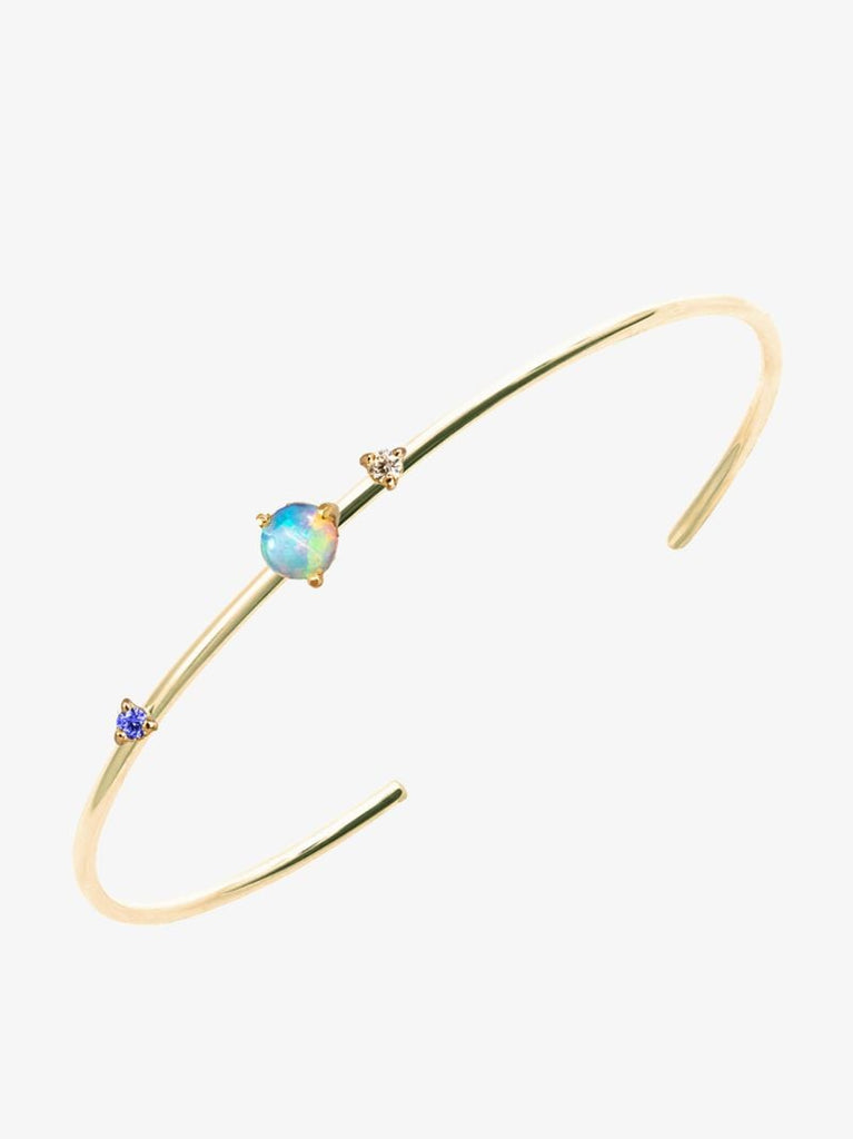 10k Yellow Gold Three-stone Opal Diamond Bracelet