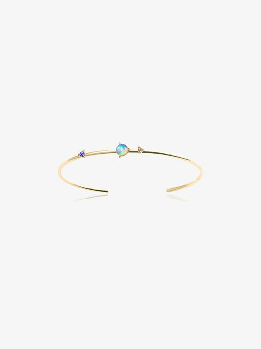 10k Yellow Gold Three-stone Opal Diamond Bracelet