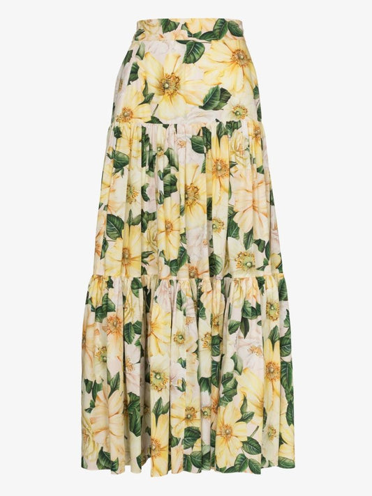 Floral-print Tiered Skirt