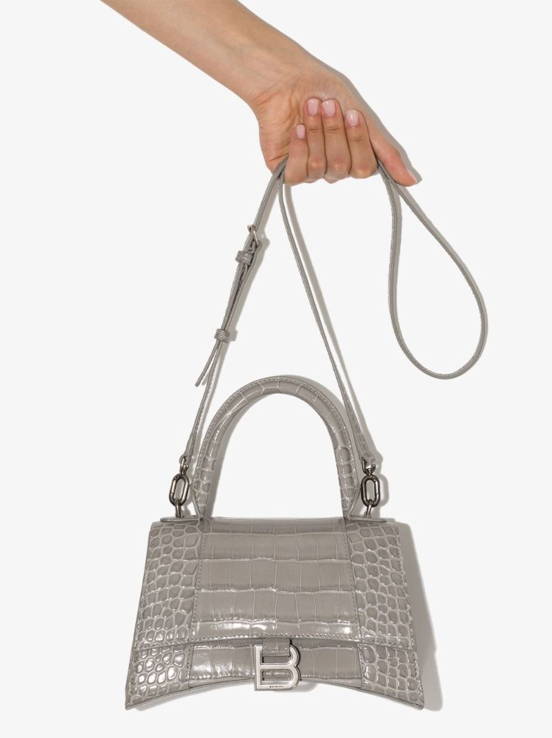 Hourglass Crocodile-effect Shoulder Bag