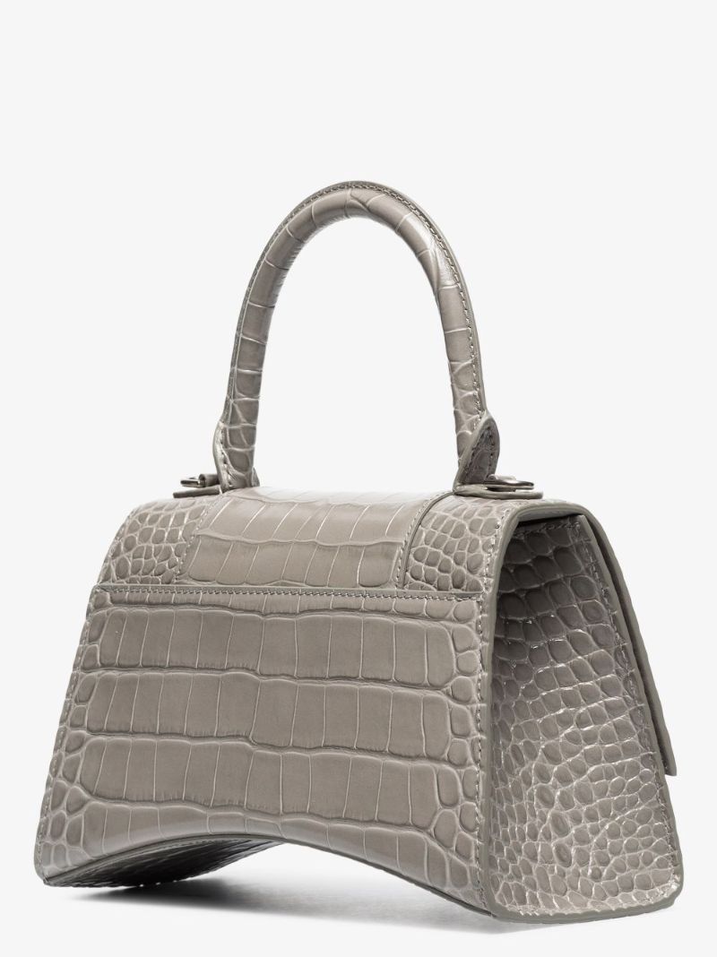 Hourglass Crocodile-effect Shoulder Bag