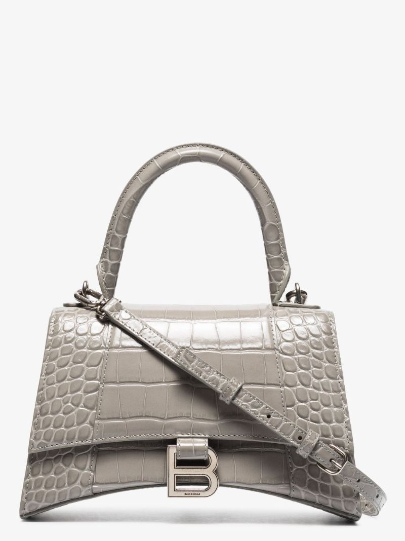 Hourglass Crocodile-effect Shoulder Bag