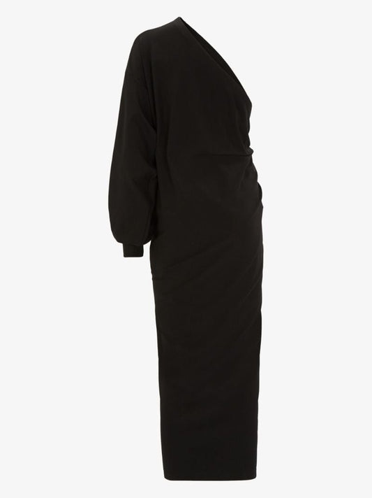 One-shoulder Wraparound Midi Dress