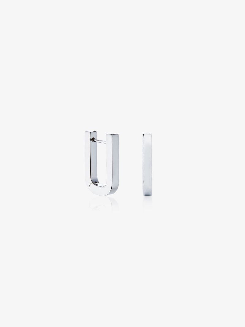 Sterling Silver Chunky Square Hoop Earrings