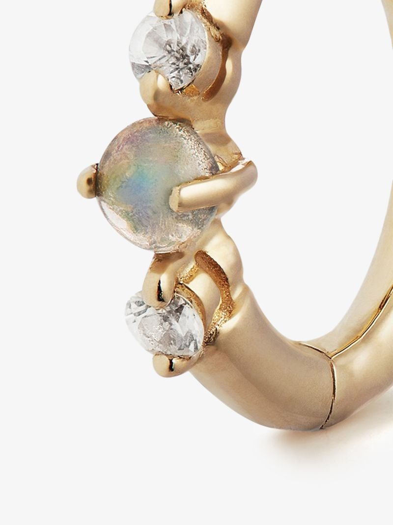 9k Yellow Gold Opal Sapphire Huggie Earring
