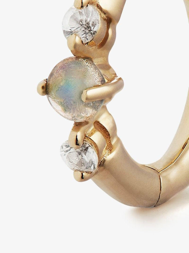 9k Yellow Gold Opal Sapphire Huggie Earring