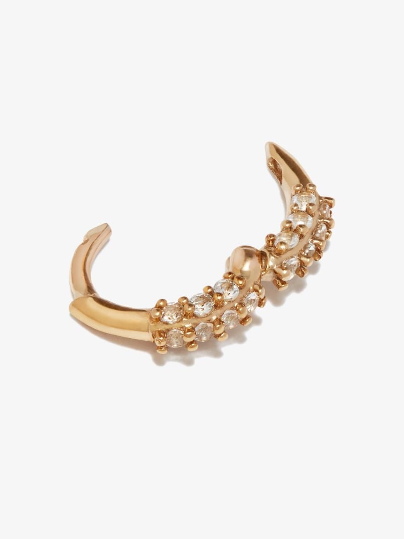 9k Yellow Gold Topaz Oval Huggie Earring