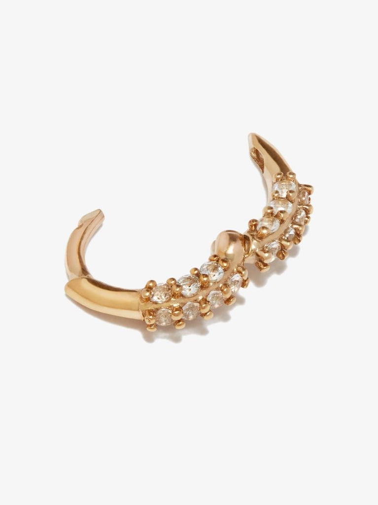 9k Yellow Gold Topaz Oval Huggie Earring