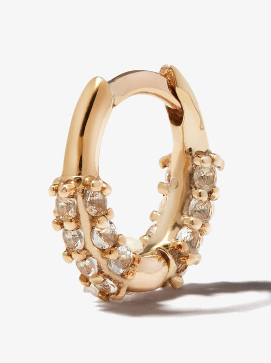 9k Yellow Gold Topaz Oval Huggie Earring