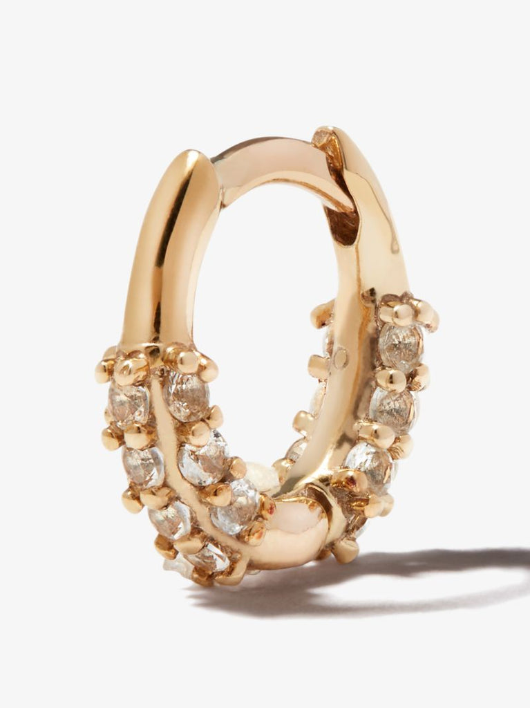 9k Yellow Gold Topaz Oval Huggie Earring