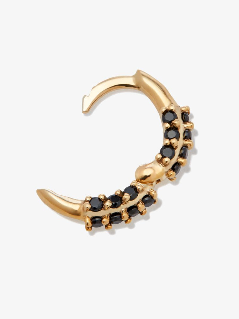 9k Yellow Gold Small Oval Huggie Onyx Earring