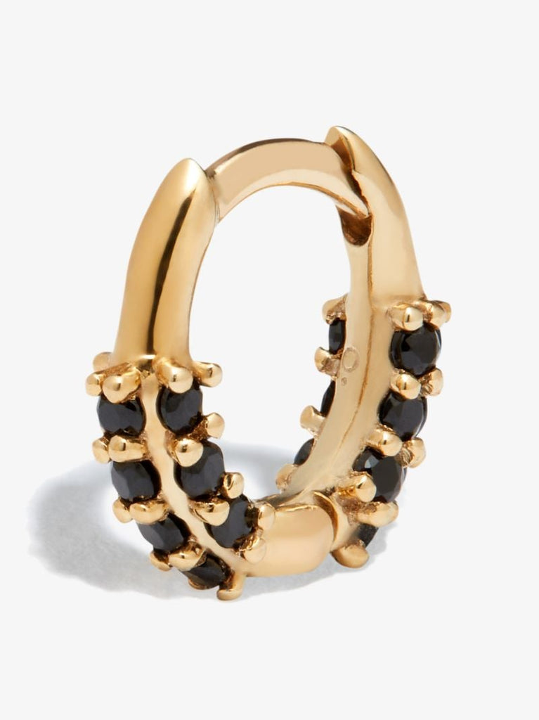 9k Yellow Gold Small Oval Huggie Onyx Earring