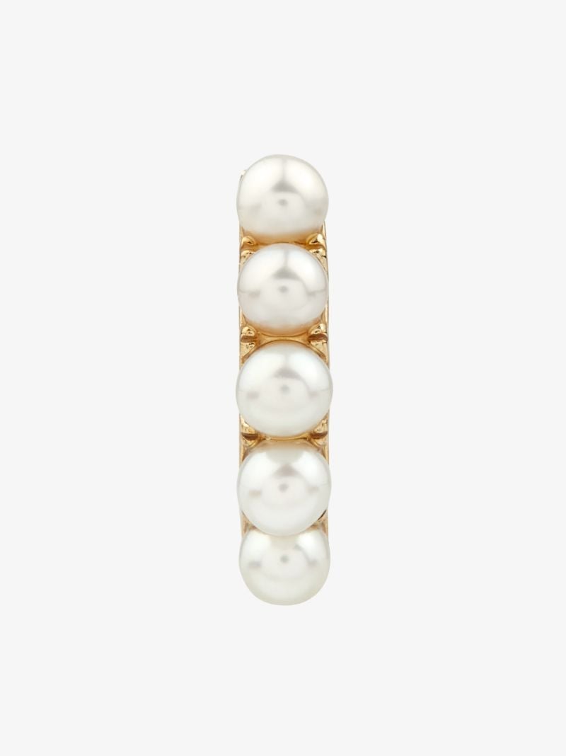 9k Yellow Gold Pearl Huggie Earring