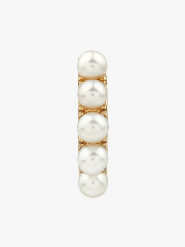 9k Yellow Gold Pearl Huggie Earring