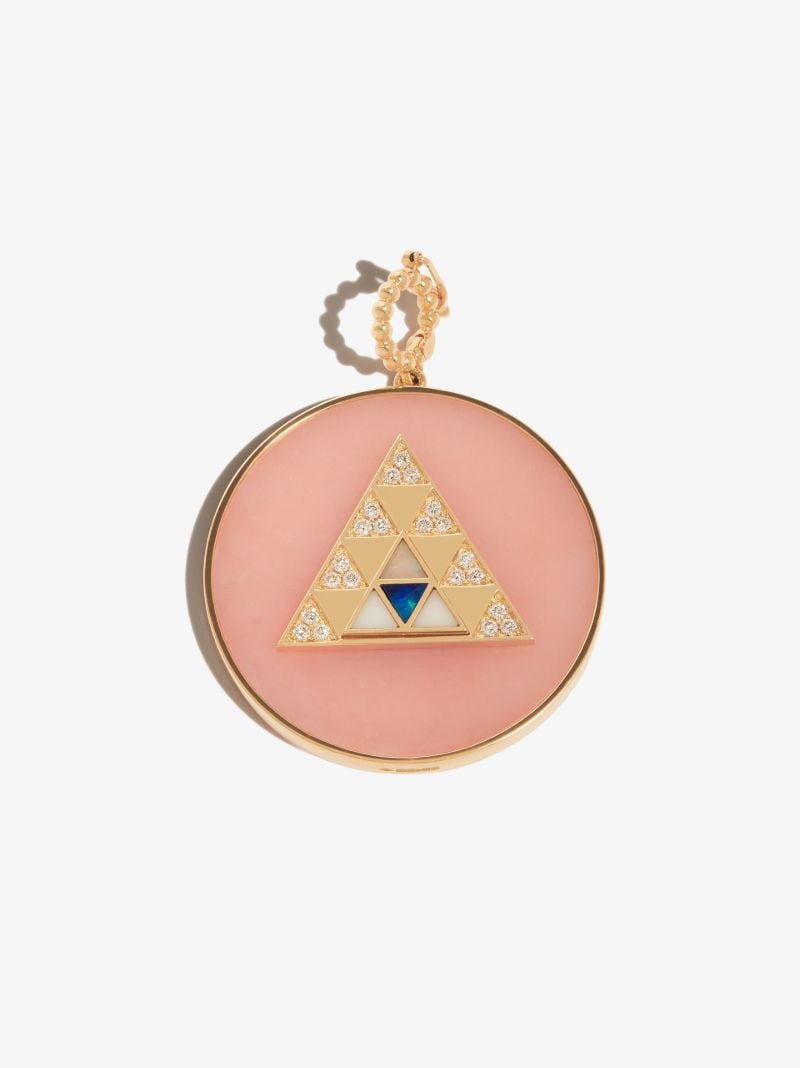 18k Yellow Gold Pyramid Opal Diamond Charm