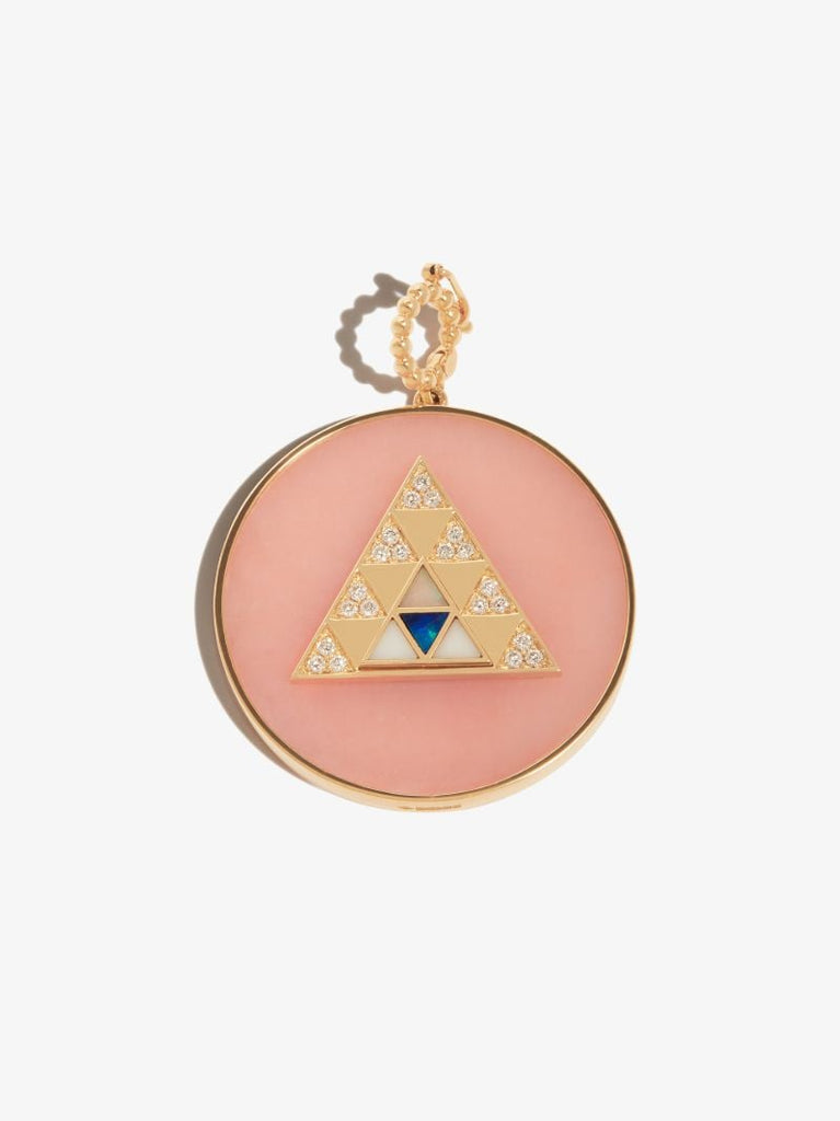 18k Yellow Gold Pyramid Opal Diamond Charm
