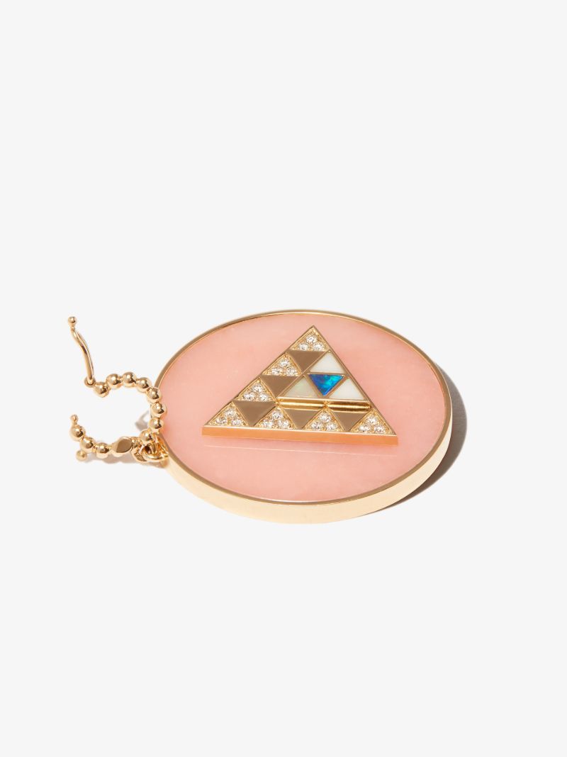 18k Yellow Gold Pyramid Opal Diamond Charm