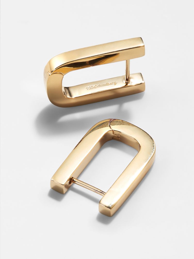 Gold Vermeil Chunky Square Hoop Earrings