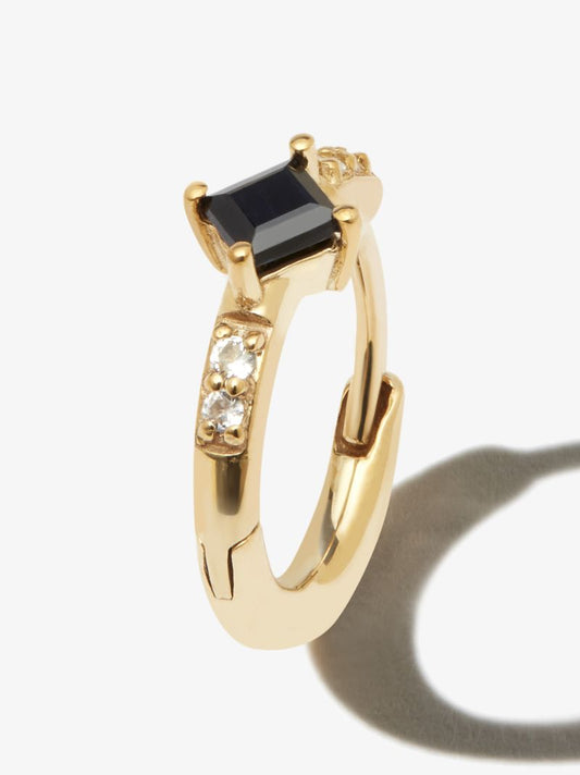 9k Yellow Gold Sapphire Huggie Earring