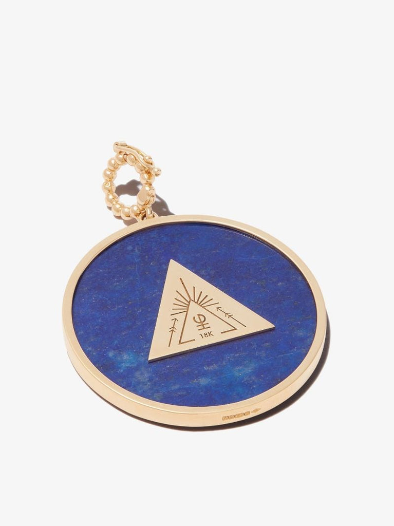 18k Yellow Gold Pyramid Lapis Lazuli Charm
