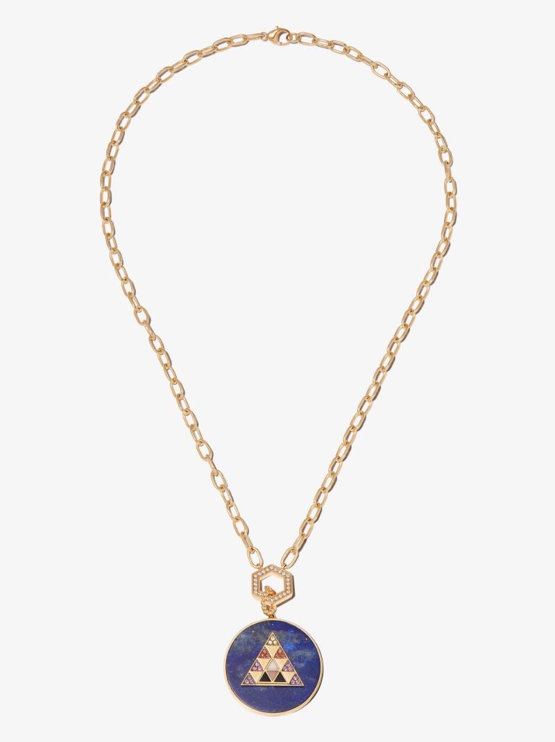 18k Yellow Gold Pyramid Lapis Lazuli Charm