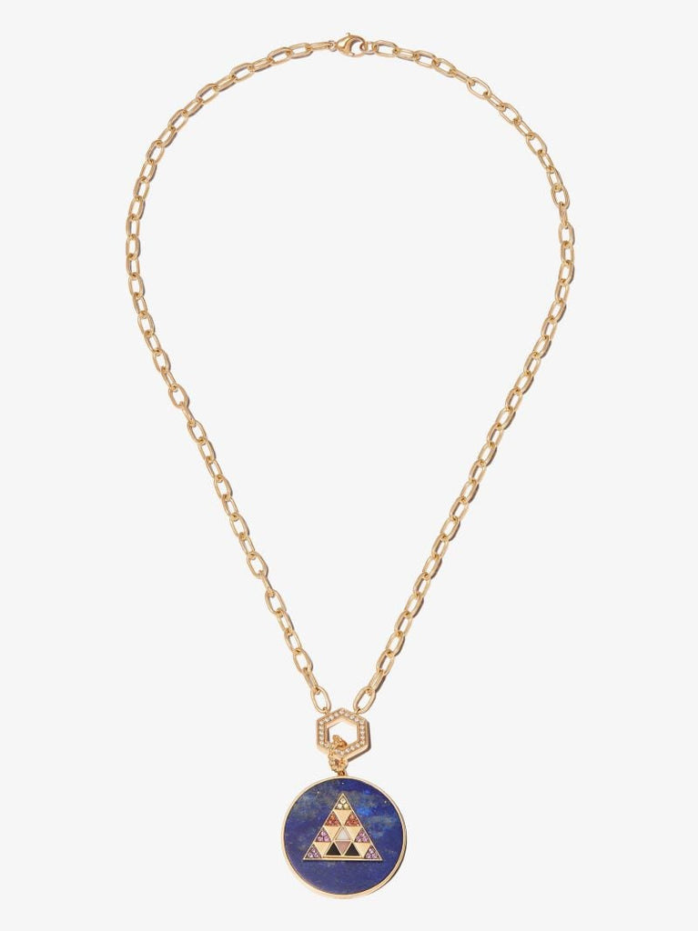 18k Yellow Gold Pyramid Lapis Lazuli Charm