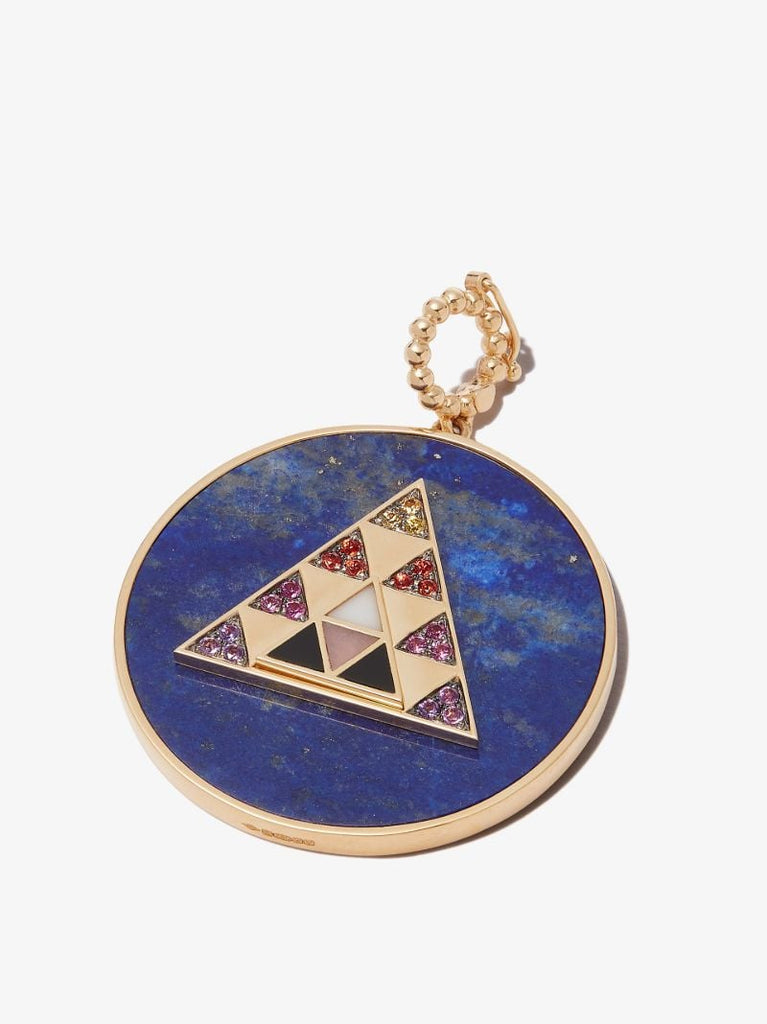 18k Yellow Gold Pyramid Lapis Lazuli Charm