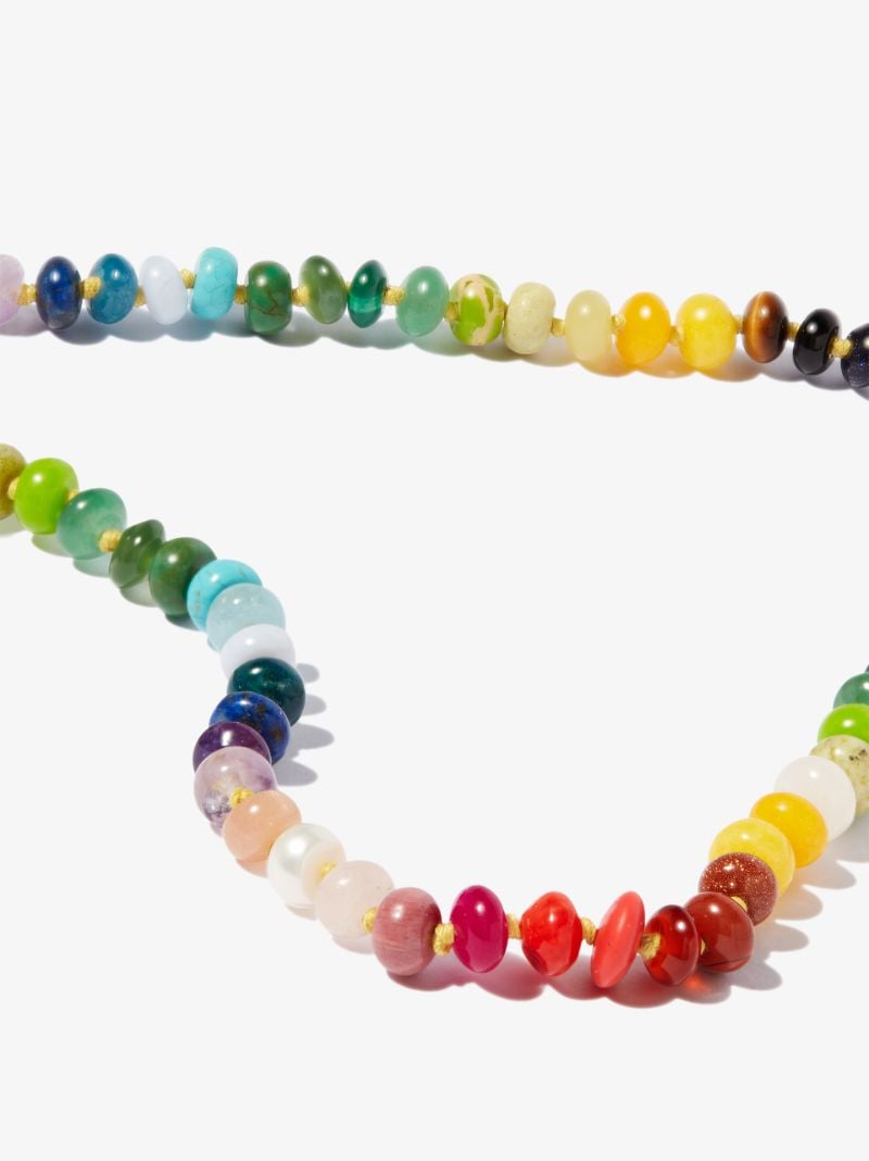 18k Yellow Gold Rainbow Gemstone Beaded Necklace