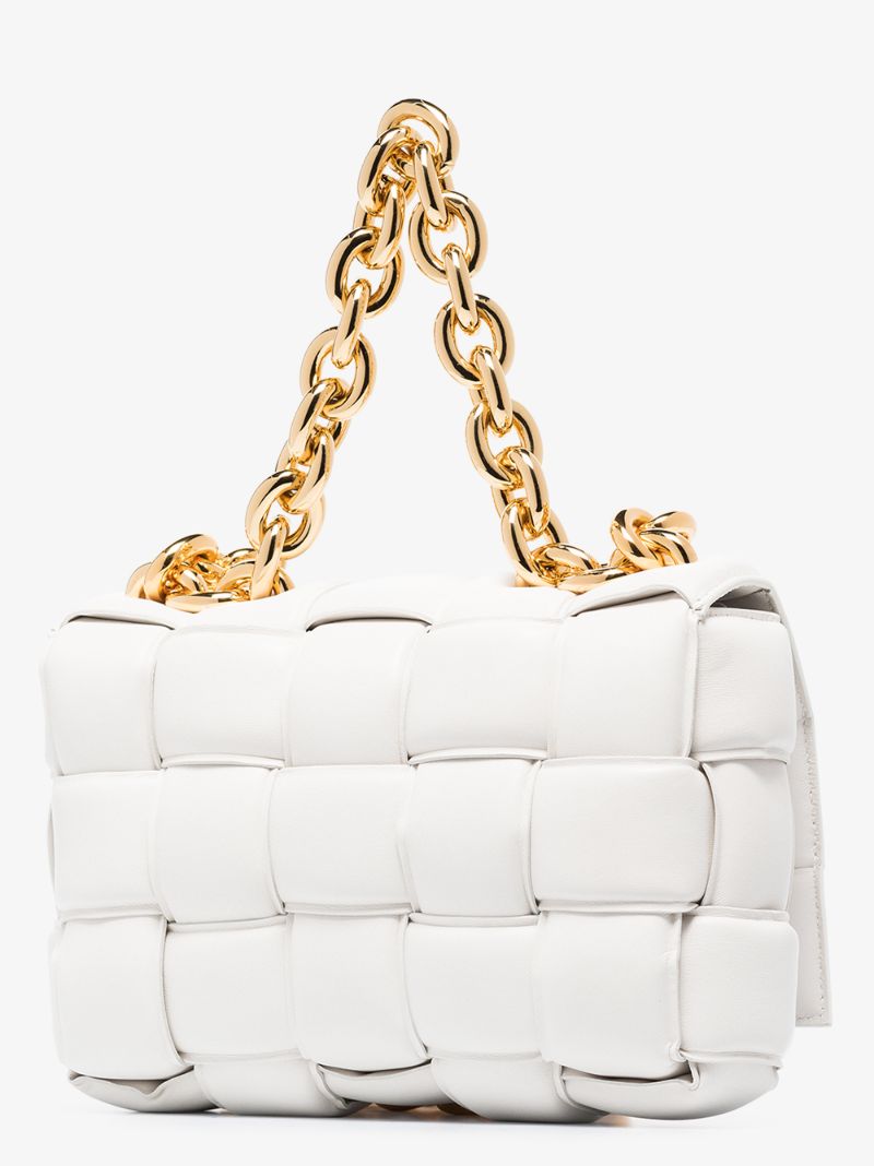 White the Chain Cassette Leather Shoulder Bag