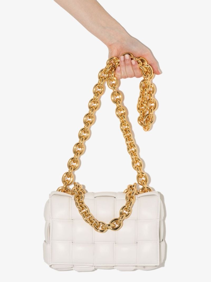 White the Chain Cassette Leather Shoulder Bag