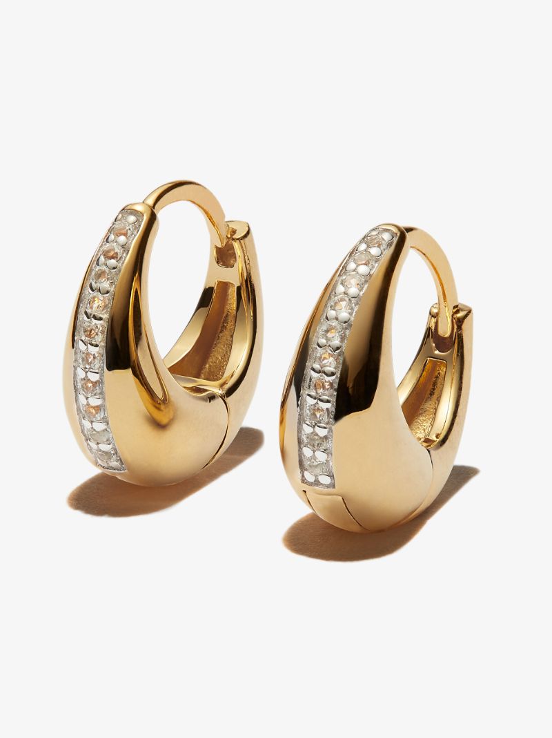 Gold Vermeil Topaz Graduated Hoop Earrings